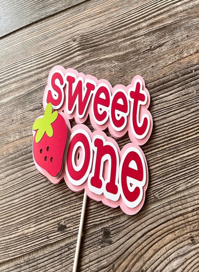 Confetti! 1 PCS Strawberry 1st Birthday Cake Topper Sweet One First Birthday Strawberry Cake Pick Decoration for Sweet Fruit Theme Baby Shower Kids Birthday Party Supplies - Image 1
